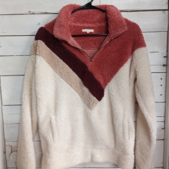 Baevely Sherpa Chevron 1/4-Zip Pullover Size Small Color Block Retro Style. - Picture 7 of 12